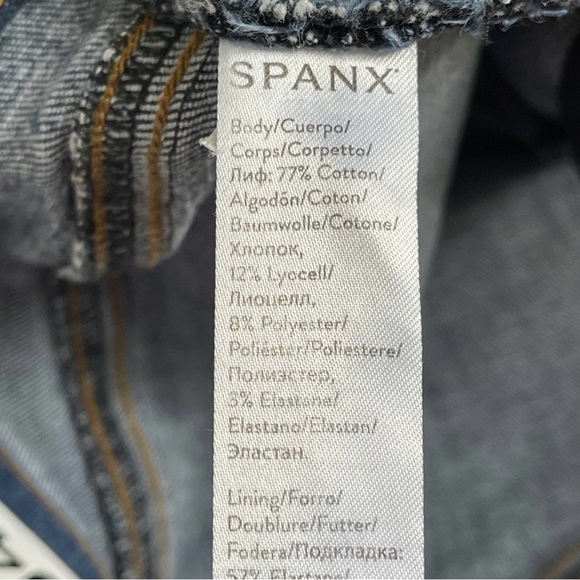 Spanx Pull-On High Rise Skinny Jeans Raw Hem Distressed | Size S/P - Picture 8 of 8